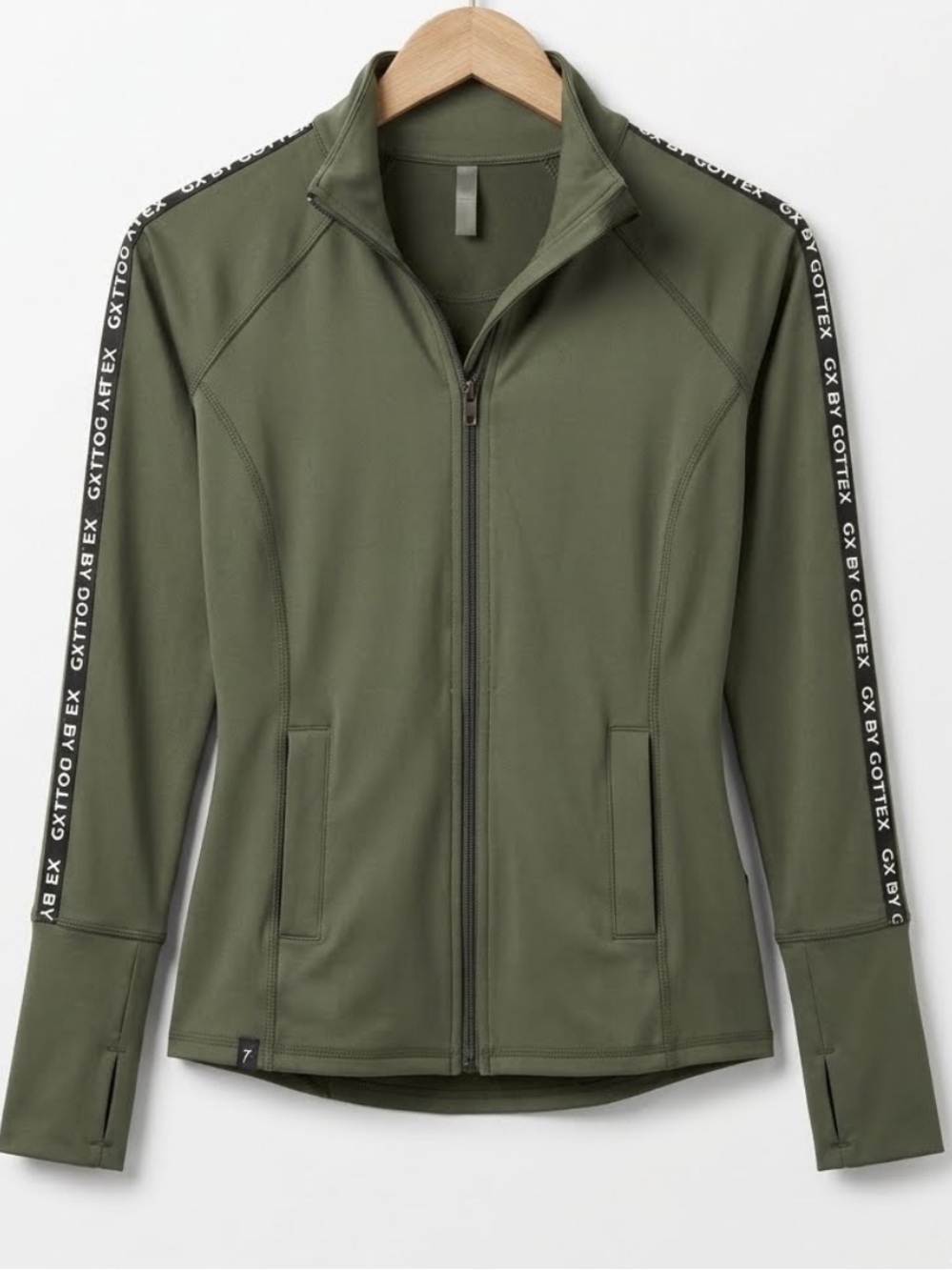 Gottex Olive women’s Zip-Front Active Jacket with Contrast Tape - size small